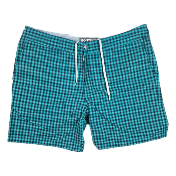 SH590 Men’s BONOBOS Preppy Plaid 7” Inseam Beach Swim Trunks 36 - Picture 1 of 4